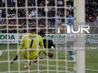 Roberto Piccoli (#91 Cagliari Calcio) during the Serie A TIM match between Cagliari Calcio and Napoli SSC in Italy on September 15, 2024 (