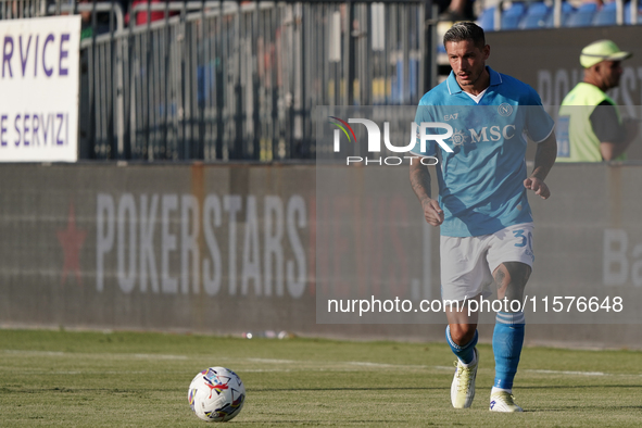 Pasquale Mazzocchi (Napoli SSC) during the Serie A TIM match between Cagliari Calcio and Napoli SSC in Italy, on September 15, 2024 