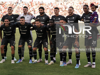 The Cagliari team during the Serie A TIM match between Cagliari Calcio and Napoli SSC in Italy on September 15, 2024 (