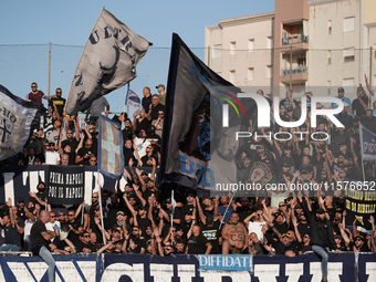 A Napoli supporter during the Serie A TIM match between Cagliari Calcio and Napoli SSC in Italy on September 15, 2024 (