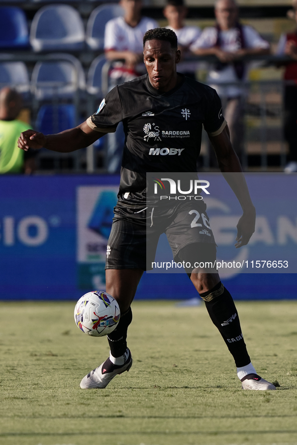 Yerry Mina (#26 Cagliari Calcio) during the Serie A TIM match between Cagliari Calcio and Napoli SSC in Italy, on September 15, 2024 