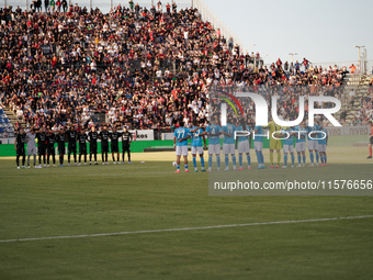 Cagliari Team and Napoli Team during the Serie A TIM match between Cagliari Calcio and Napoli SSC in Italy on September 15, 2024 (