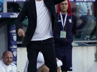 Davide Nicola coaches Cagliari Calcio during the Serie A TIM match between Cagliari Calcio and Napoli SSC in Italy on September 15, 2024 (