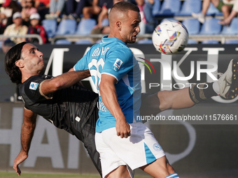 Tommaso Augello (#27 Cagliari Calcio) during the Serie A TIM match between Cagliari Calcio and Napoli SSC in Italy, on September 15, 2024 (