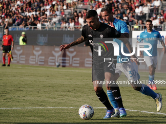 Gianluca Gaetano (#70 Cagliari Calcio) during the Serie A TIM match between Cagliari Calcio and Napoli SSC in Italy, on September 15, 2024 (