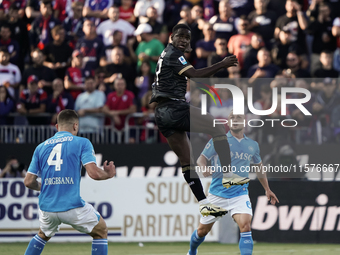 Zito Luvumbo (#77 Cagliari Calcio) during the Serie A TIM match between Cagliari Calcio and Napoli SSC in Italy on September 15, 2024 (