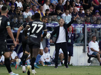 Davide Nicola coaches Cagliari Calcio during the Serie A TIM match between Cagliari Calcio and Napoli SSC in Italy on September 15, 2024 (