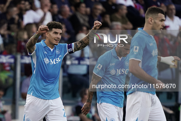 Giovanni Di Lorenzo (Napoli SSC) celebrates during the Serie A TIM match between Cagliari Calcio and Napoli SSC in Italy on September 15, 20...