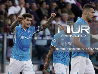 Giovanni Di Lorenzo (Napoli SSC) celebrates during the Serie A TIM match between Cagliari Calcio and Napoli SSC in Italy on September 15, 20...