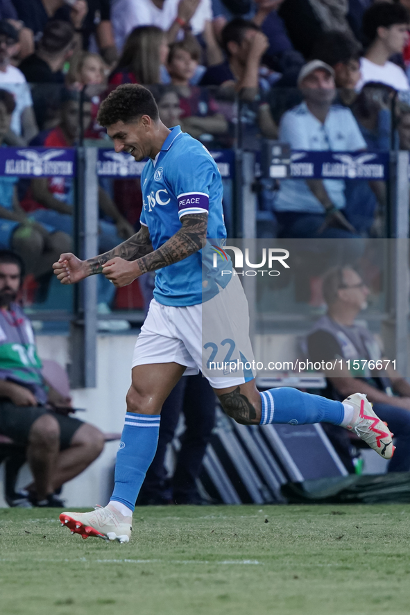 Giovanni Di Lorenzo (Napoli SSC) celebrates during the Serie A TIM match between Cagliari Calcio and Napoli SSC in Italy on September 15, 20...