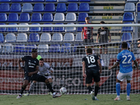 Yerry Mina (#26 Cagliari Calcio) scores an own goal during the Serie A TIM match between Cagliari Calcio and Napoli SSC in Italy, on Septemb...