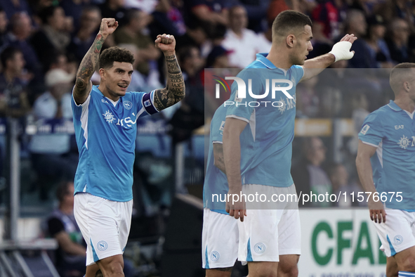 Giovanni Di Lorenzo (Napoli SSC) celebrates during the Serie A TIM match between Cagliari Calcio and Napoli SSC in Italy on September 15, 20...