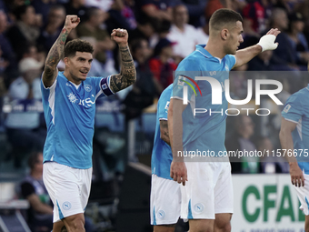 Giovanni Di Lorenzo (Napoli SSC) celebrates during the Serie A TIM match between Cagliari Calcio and Napoli SSC in Italy on September 15, 20...