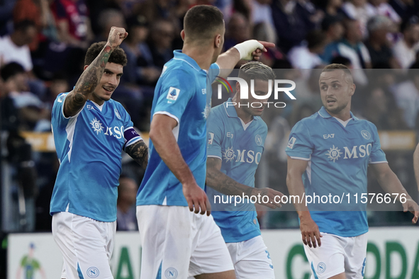 Giovanni Di Lorenzo (Napoli SSC) celebrates during the Serie A TIM match between Cagliari Calcio and Napoli SSC in Italy on September 15, 20...