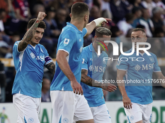 Giovanni Di Lorenzo (Napoli SSC) celebrates during the Serie A TIM match between Cagliari Calcio and Napoli SSC in Italy on September 15, 20...