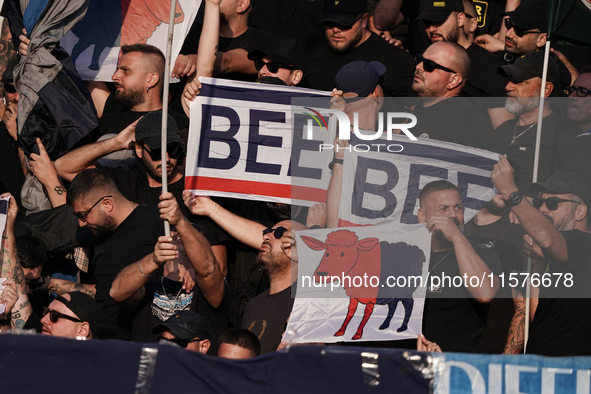 A Napoli supporter during the Serie A TIM match between Cagliari Calcio and Napoli SSC in Italy on September 15, 2024 