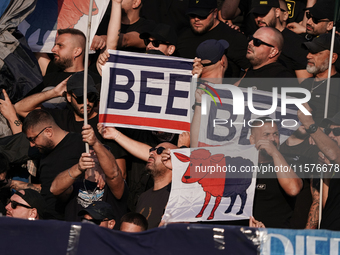 A Napoli supporter during the Serie A TIM match between Cagliari Calcio and Napoli SSC in Italy on September 15, 2024 (