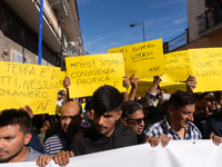 Immigrant communities in the Naples area stage a procession in Grumo Nevano, Italy, on Sunday against recent attacks on their members. ''Eno...