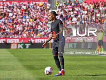 Raphinha of FC Barcelona during the La Liga EA SPORTS match against Girona in Barcelona, Spain, on September 15, 2024 (