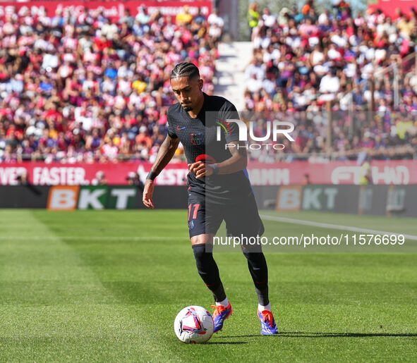 Raphinha of FC Barcelona during the La Liga EA SPORTS match against Girona in Barcelona, Spain, on September 15, 2024 