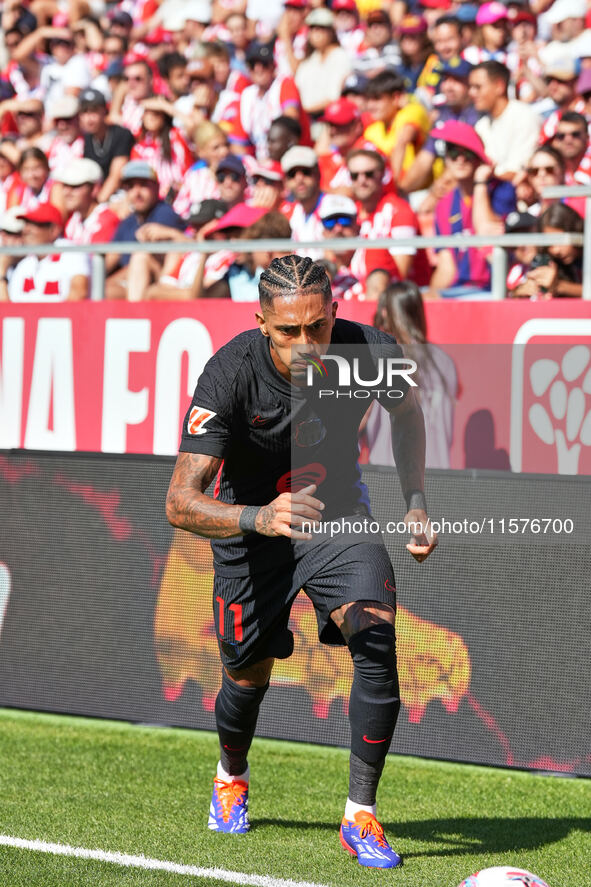 Raphinha of FC Barcelona during the La Liga EA SPORTS match against Girona in Barcelona, Spain, on September 15, 2024 