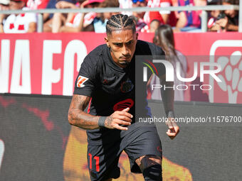 Raphinha of FC Barcelona during the La Liga EA SPORTS match against Girona in Barcelona, Spain, on September 15, 2024 (