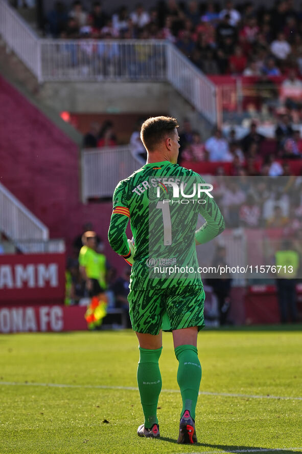 Marc-Andre ter Stegen of FC Barcelona during the La Liga EA SPORTS match against Girona in Barcelona, Spain, on September 15, 2024 