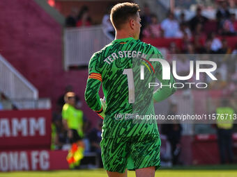 Marc-Andre ter Stegen of FC Barcelona during the La Liga EA SPORTS match against Girona in Barcelona, Spain, on September 15, 2024 (