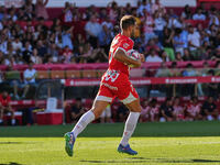 Cristhian Stuani of Girona celebrates after scoring against FC Barcelona during the La Liga EA SPORTS match at Estadi Montilivi in Girona, S...