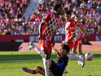 Jhon Solis of Girona during the La Liga EA SPORTS match against FC Barcelona in Girona, Spain, on September 15, 2024 (