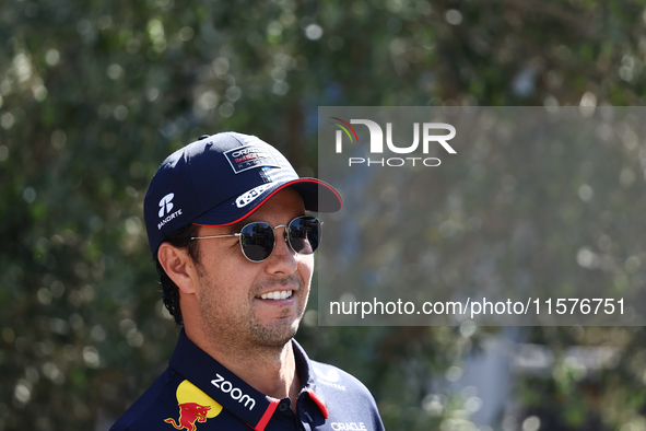 Sergio Perez of Red Bull Racing ahead of the Formula 1 Grand Prix of Azerbaijan at Baku City Circuit in Baku, Azerbaijan on September 15, 20...