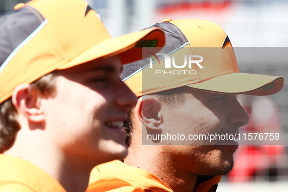 Oscae Piastri and Lando Norris of McLaren ahead of the Formula 1 Grand Prix of Azerbaijan at Baku City Circuit in Baku, Azerbaijan on Septem...