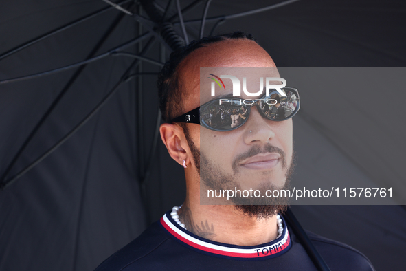 Lewis Hamilton of Mercedes ahead of the Formula 1 Grand Prix of Azerbaijan at Baku City Circuit in Baku, Azerbaijan on September 15, 2024. 