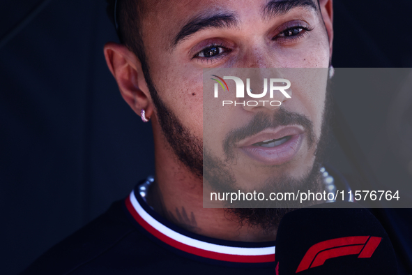 Lewis Hamilton of Mercedes ahead of the Formula 1 Grand Prix of Azerbaijan at Baku City Circuit in Baku, Azerbaijan on September 15, 2024. 