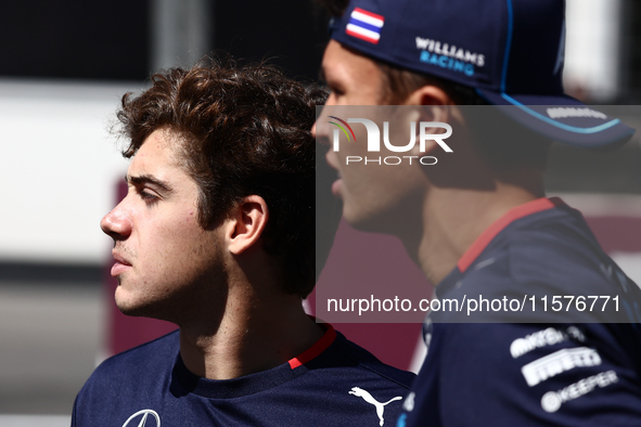 Franco Colapinto and Alexander Albon of Williams ahead of the Formula 1 Grand Prix of Azerbaijan at Baku City Circuit in Baku, Azerbaijan on...