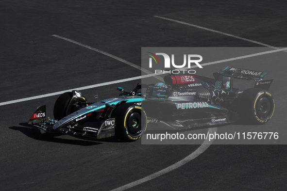 George Russell of Mercedes during the Formula 1 Grand Prix of Azerbaijan at Baku City Circuit in Baku, Azerbaijan on September 15, 2024. 