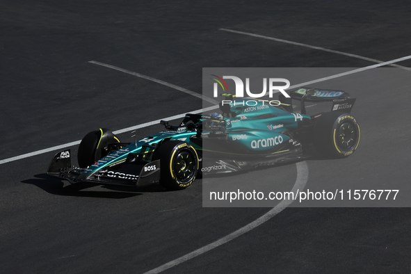 Fernando Alonso of Aston Martin Aramco during the Formula 1 Grand Prix of Azerbaijan at Baku City Circuit in Baku, Azerbaijan on September 1...