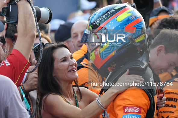 Nicole Piastri and Oscar Piastri of McLaren after the Formula 1 Grand Prix of Azerbaijan at Baku City Circuit in Baku, Azerbaijan on Septemb...