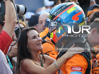 Nicole Piastri and Oscar Piastri of McLaren after the Formula 1 Grand Prix of Azerbaijan at Baku City Circuit in Baku, Azerbaijan on Septemb...