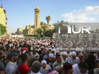 Egyptian Muslims parade to celebrate Moulid Al-Nabi, the birthday of the Prophet Muhammad, in Cairo, Egypt, on September 15, 2024. (