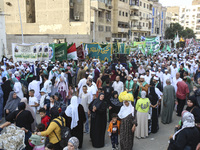 Egyptian Muslims parade to celebrate Moulid Al-Nabi, the birthday of the Prophet Muhammad, in Cairo, Egypt, on September 15, 2024. (