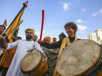 Egyptian Muslims parade to celebrate Moulid Al-Nabi, the birthday of the Prophet Muhammad, in Cairo, Egypt, on September 15, 2024. (