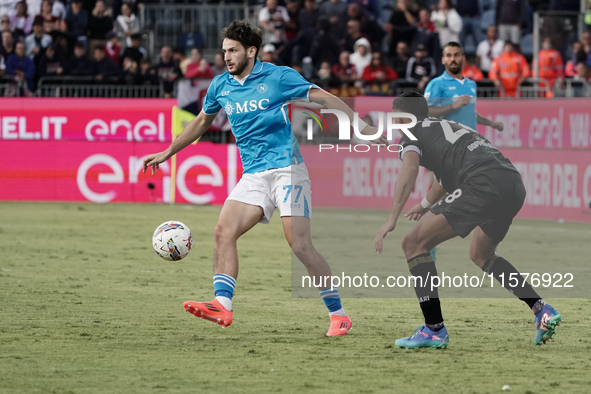 Khvicha Kvaratskhelia (Napoli SSC) during the Serie A TIM match between Cagliari Calcio and Napoli SSC in Italy, on September 15, 2024 