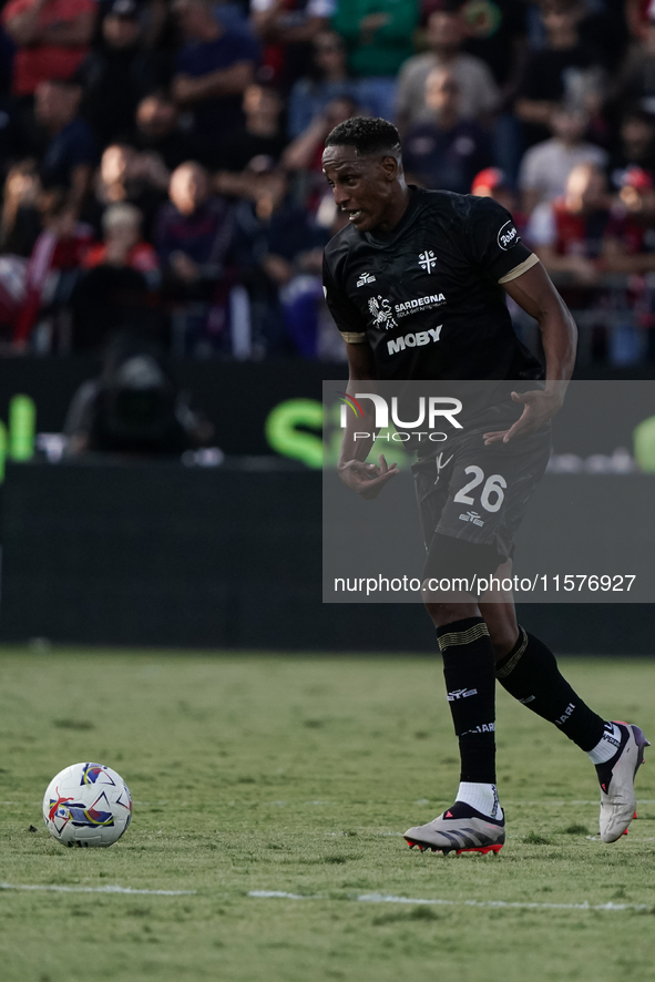 Yerry Mina (#26 Cagliari Calcio) during the Serie A TIM match between Cagliari Calcio and Napoli SSC in Italy, on September 15, 2024 