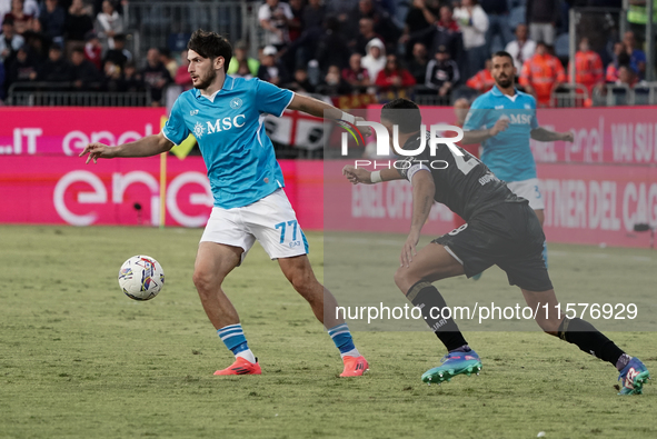 Khvicha Kvaratskhelia (Napoli SSC) during the Serie A TIM match between Cagliari Calcio and Napoli SSC in Italy, on September 15, 2024 