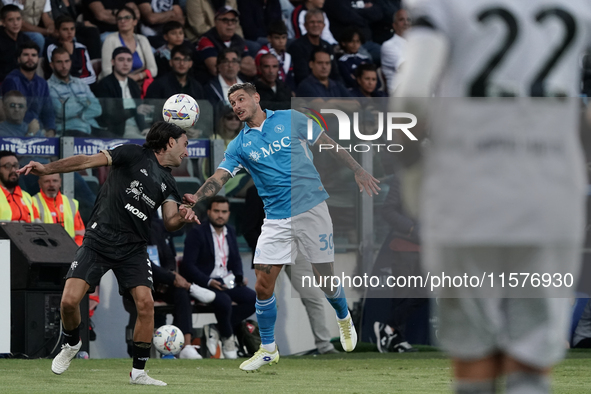 Pasquale Mazzocchi (Napoli SSC) and Tommaso Augello (#27 Cagliari Calcio) during the Serie A TIM match between Cagliari Calcio and Napoli SS...