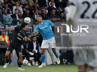 Pasquale Mazzocchi (Napoli SSC) and Tommaso Augello (#27 Cagliari Calcio) during the Serie A TIM match between Cagliari Calcio and Napoli SS...