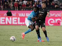 Gianluca Gaetano (#70 Cagliari Calcio) and Frank Anguissa (Napoli SSC) during the Serie A TIM match between Cagliari Calcio and Napoli SSC i...