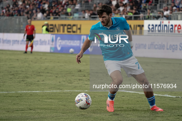 Khvicha Kvaratskhelia (Napoli SSC) during the Serie A TIM match between Cagliari Calcio and Napoli SSC in Italy, on September 15, 2024 