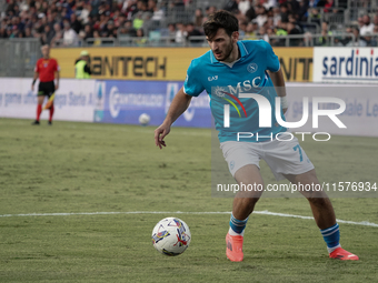 Khvicha Kvaratskhelia (Napoli SSC) during the Serie A TIM match between Cagliari Calcio and Napoli SSC in Italy, on September 15, 2024 (